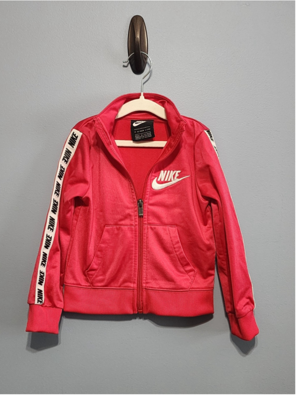 Nike Girls Toddler Track Jacket Pink/White Full Zip Pockets Size 3T